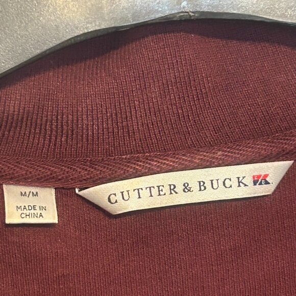 Cutter And Buck Mens Burgundy Quarter Zip Pullover Cotton Blend Sweater ~Size M - Picture 3 of 8